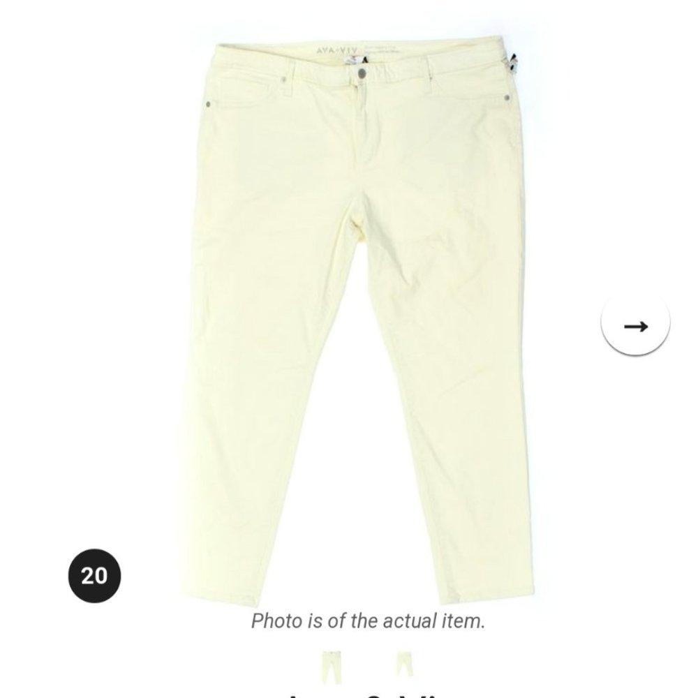AVA & VIV Cream White Denim Legging Crop Skinny Pants 20W